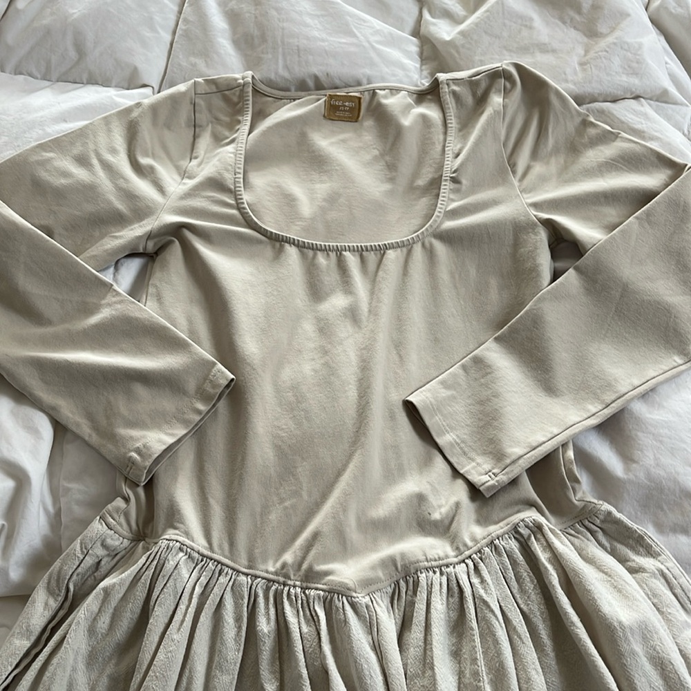 Free people cream/tan peplum dress